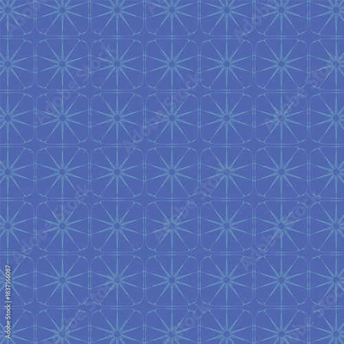 Blue Geometric Tile Pattern with Radiating Starburst Motifs