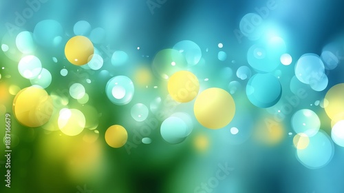 Colorful bokeh lights creating festive green and blue background