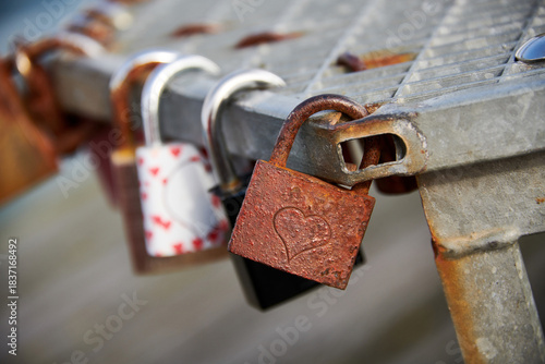 rusted lock with heart symbol