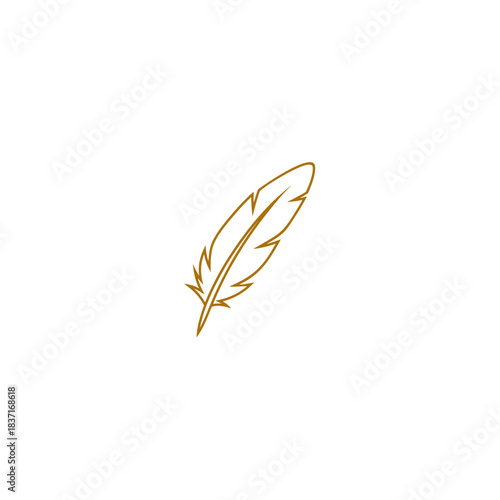 Elegant gold line art feather design perfect for luxury branding and delicate artistic projects