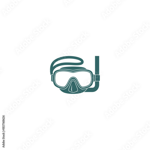Essential snorkel and diving mask icon perfect for summer vacation and water sports branding. Minimalist Aqua Diving Mask and Snorkel Logo Design