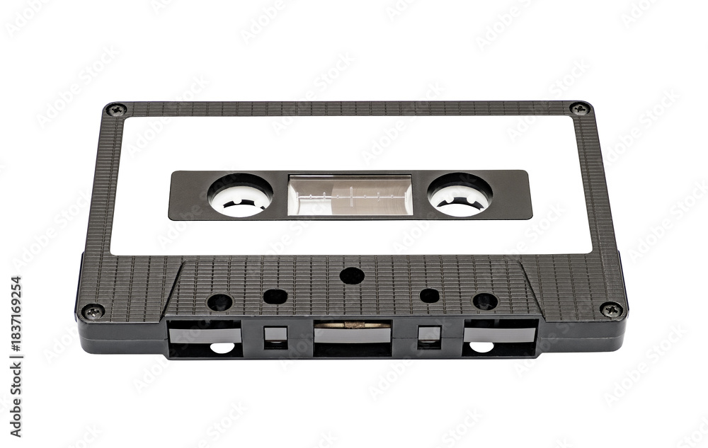 Fototapeta premium audio cassette with magnetic film, isolated on white background with clipping path