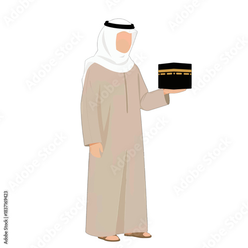 Arab Man Pointing at Text Illustration