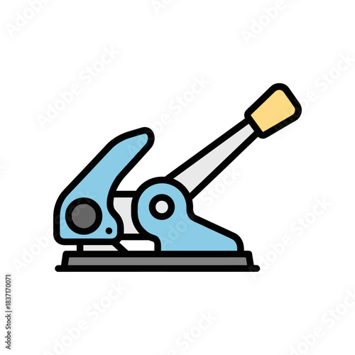 Blue and yellow office hole puncher tool for paper.
