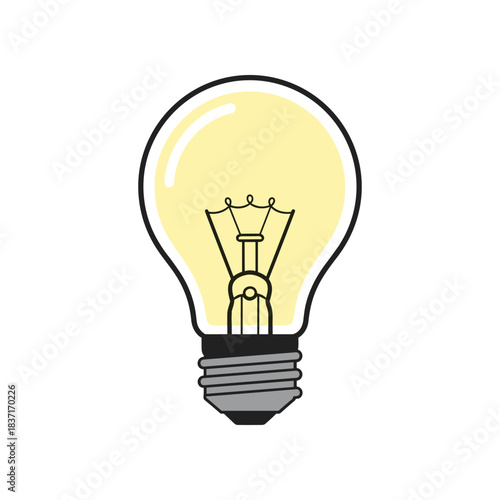 Brightly Lit Incandescent Light Bulb Illuminating with Warm Glow.