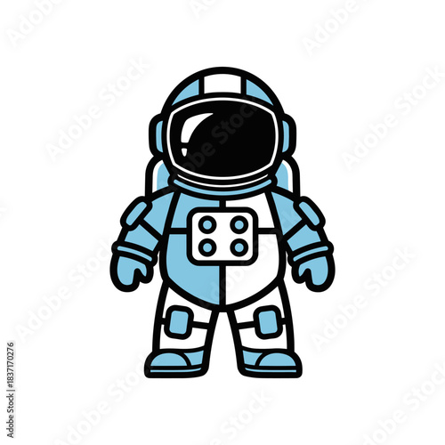 Cartoon Astronaut in Space Suit with Black Visor.