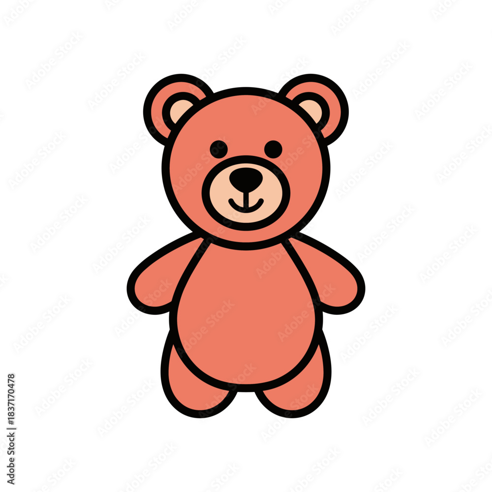 Fototapeta premium Cartoon Teddy Bear Illustration with Simple Design and Friendly Expression.