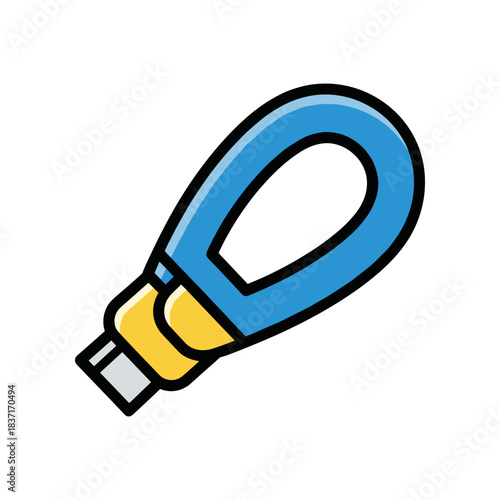 Cartoon USB Cable with Blue Loop for Easy Carrying.