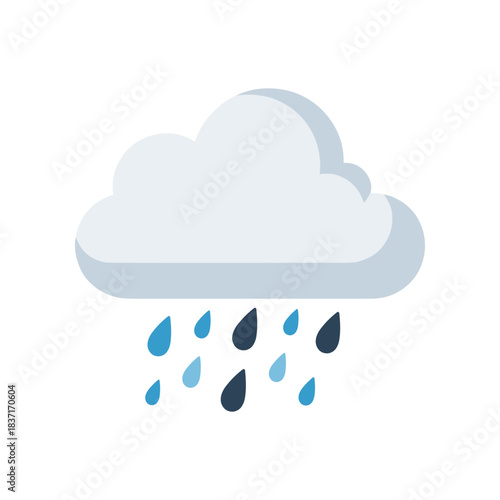 Cloud with Rain Drops Weather Forecast Icon Illustration.