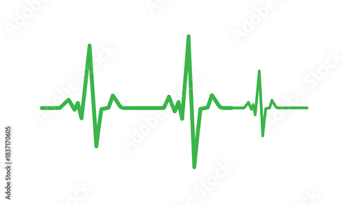 Green heartbeat ekg line with adobe illustrator icon isolated on white