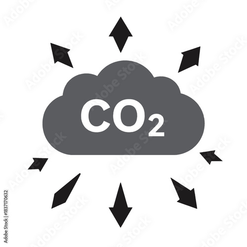 Carbon Dioxide Emissions Cloud Icon Design