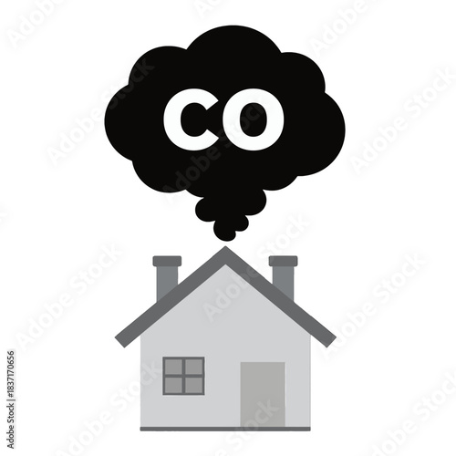 Carbon Monoxide Gas Emission Warning Vector Illustration