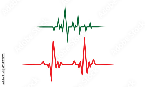 Heartbeat ekg line graphics isolated on white background