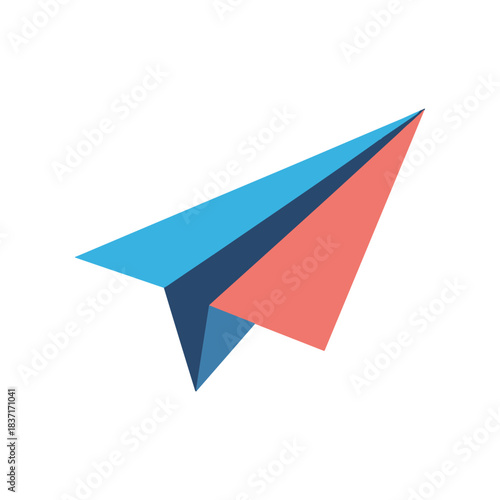 Colorful paper airplane flying through the air.