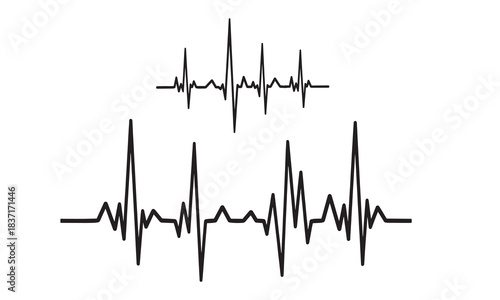 Heartbeat ekg line graph rhythm isolated on white background