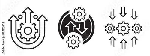Integration or optimization software line icons