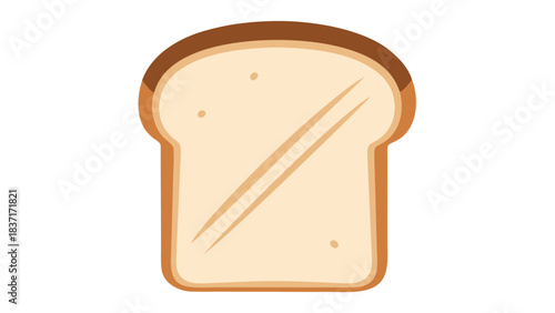 Single Slice of Toasted Bread with Golden Brown Crust and Light Tan Interior on Black Background Simple Minimalist Food Icon Graphic
