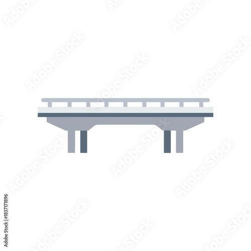 Illustration of a Concrete Bridge with Railings and Supports.