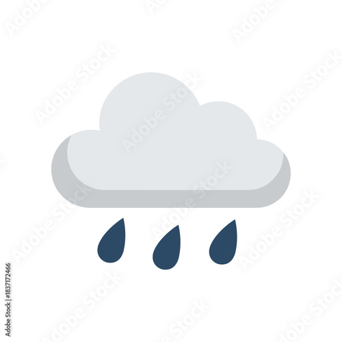 Simple Icon of a Rain Cloud with Falling Drops.