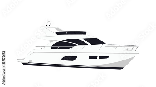 Elegant White Luxury Yacht 3D Render