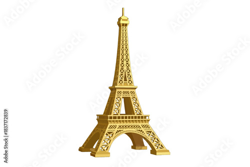 Eiffel Tower Gold 3D Render Illustration