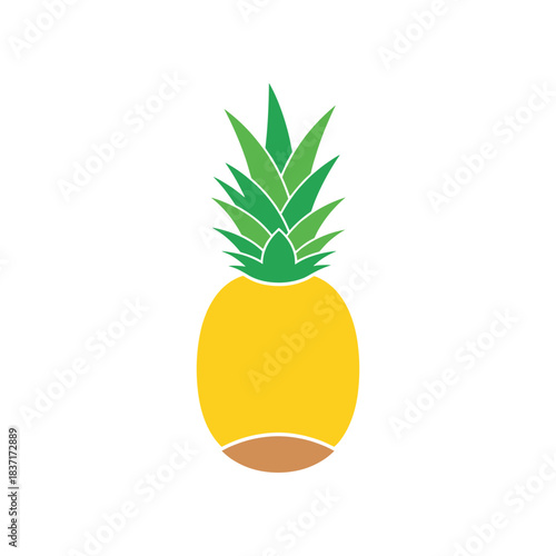Vibrant pineapple illustration showcasing fresh tropical fruit with green leaves and yellow body.