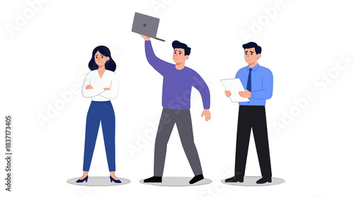 Graduating Student Holding Diploma with Colleagues Vector Illustration