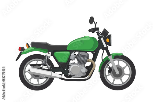 Green Classic Motorcycle Vector Illustration