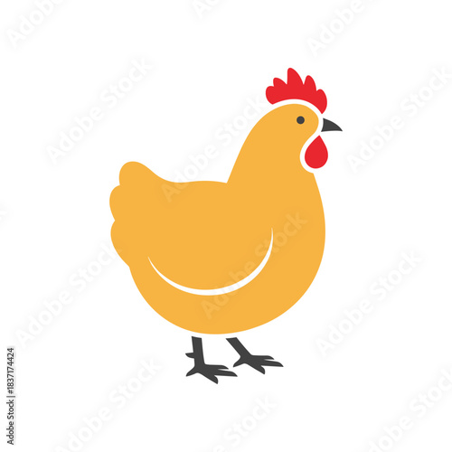 A Simple Cartoon Chicken Illustration.