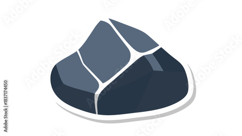 Stylized Dark Gray Rock with White Veins and a Subtle Glow on a Black Background