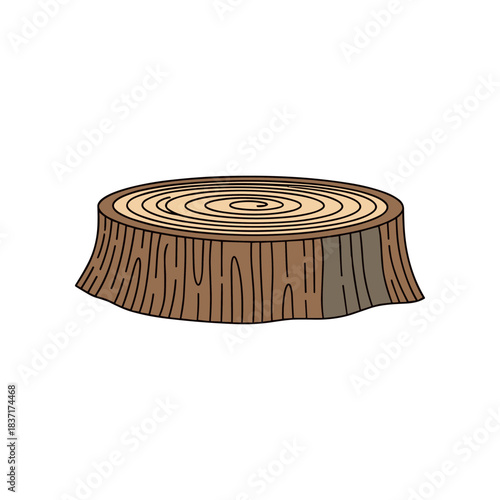 A simple illustration of a brown tree stump with visible rings.