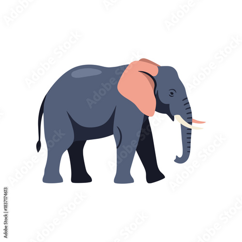 A stylized illustration of a large African elephant walking.