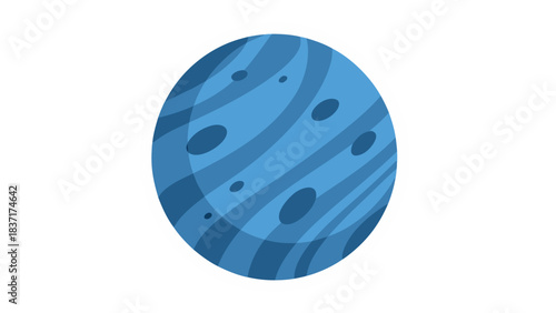 Stylized Blue Planet with Swirling Lines and Spots Against a Black Void
