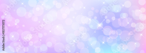 Unicorn magical bokeh background with pastel rainbow gradient and sparkling stars for fantasy design. Soft pink, purple and blue colors with glowing light effects. Dreamy fairy tale atmosphere.