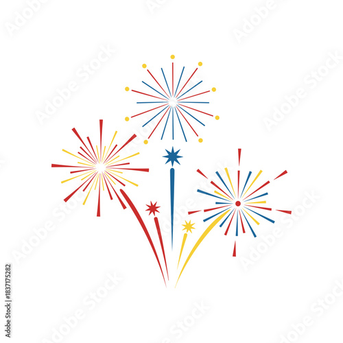 Colorful Fireworks Exploding in the Night Sky Celebration.