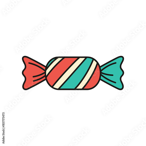 Colorful Wrapped Candy Sweet Treat Illustration.