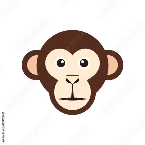 Cute Monkey Face Cartoon Illustration.