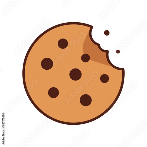 Delicious Chocolate Chip Cookie with a Bite Taken Out.