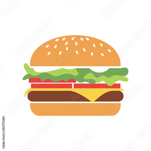 Delicious Classic Cheeseburger with Fresh Lettuce and Tomato.