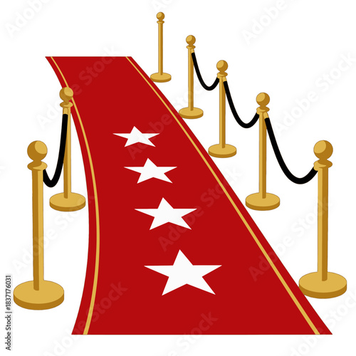 Red Carpet with White Stars and Gold Ropes