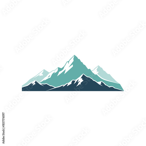 Majestic mountain range illustration showcasing peaks and valleys in vibrant colors.