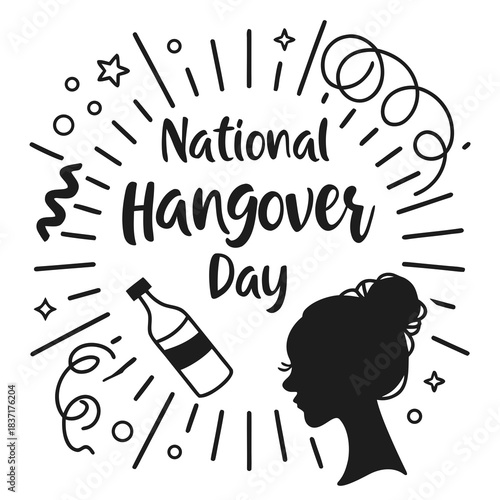NATIONAL HANGOVER DAY vector illustration isolated on white background