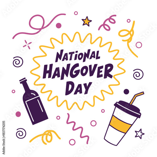 NATIONAL HANGOVER DAY vector illustration 