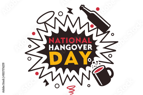NATIONAL HANGOVER DAY vector illustration isolated on white background