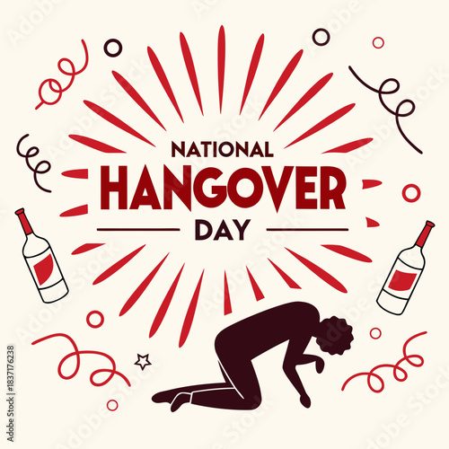 NATIONAL HANGOVER DAY vector illustration isolated on white background