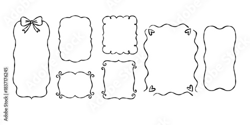 Whimsical Valentine Decorative Frames and Borders Collection for Romantic Cards and Bachelorette Invitations