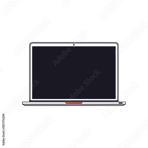 Modern Silver Laptop Computer Open Screen Display.