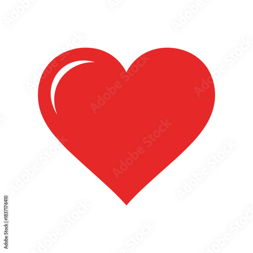 Red heart shape symbol of love and affection on white background.