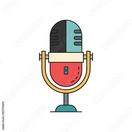 Retro Microphone Icon for Audio Recording and Broadcasting.