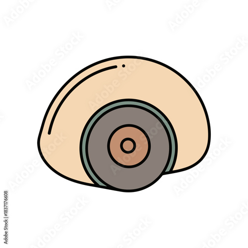Simple Cartoon Drawing of a Snail Shell with Operculum.